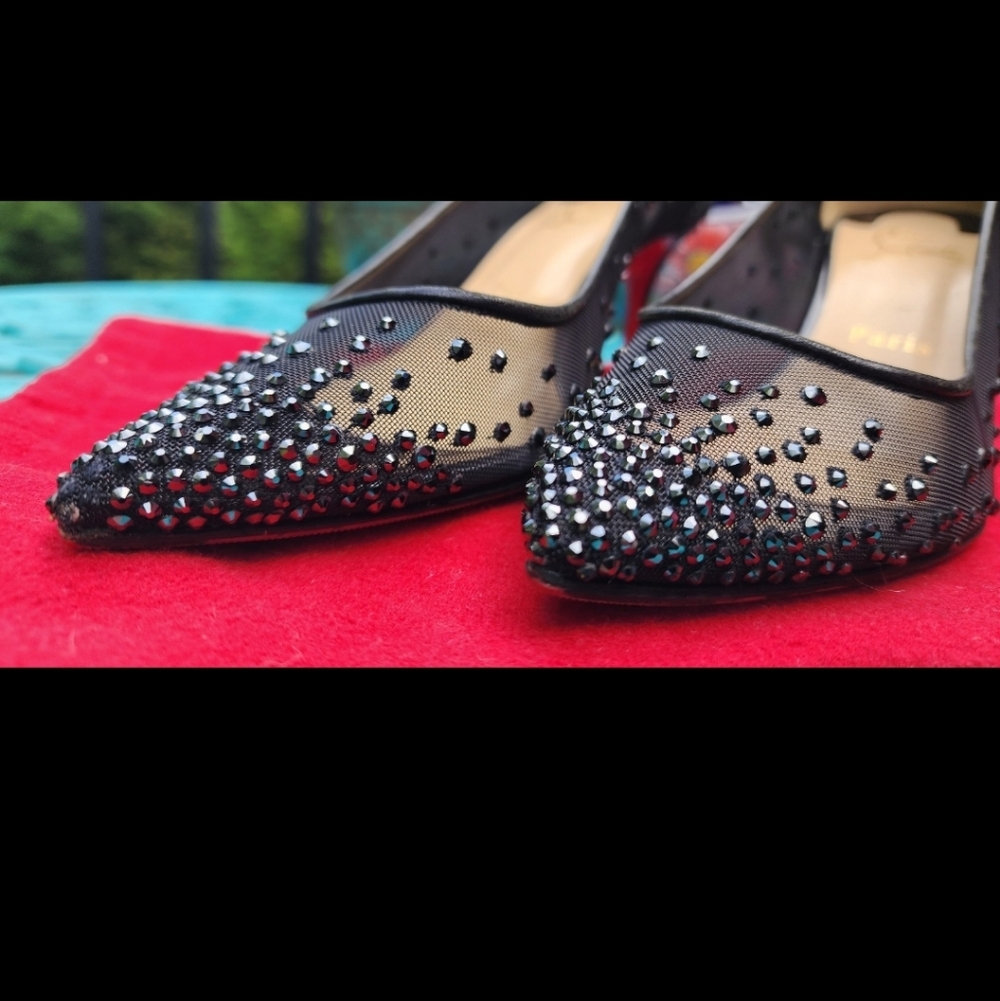 Louboutin Black Mesh Stiletto Heels - Picture 3 of 10